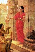 Raja Ravi Varma Lady Giving Alms France oil painting artist